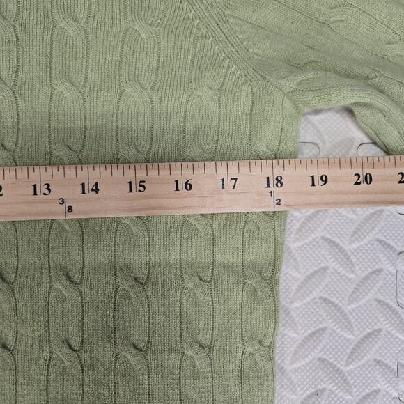 Charter Club 100% Cashmere Turtleneck Sweater Womens Medium Cable Knit Green - Picture 7 of 8